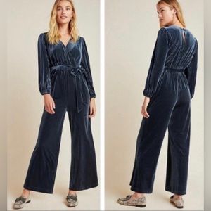 BLUE RIBBED VELVET JUMPSUIT | ALI & JAY